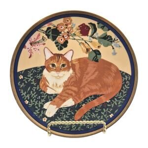 Orange Tabby Cat Porcelain Decorative Plate 7.5" Japan